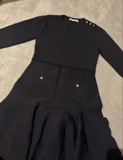 ZARA ネイビー ボタン付き ワンピース