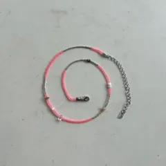 ハンドメイド ネオンカラービーズネックレス