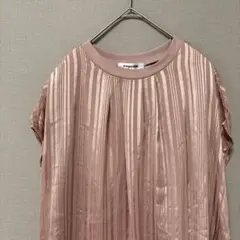 anywiseひんやりシアーストライプチュニック(M)コーラルピンククルーネックのサムネイル