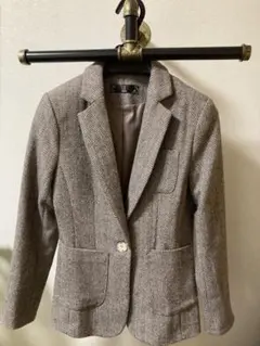 ブラウン ヘリンボーン柄テーラードジャケット