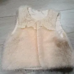 ファーとレースのノースリーブベスト　110