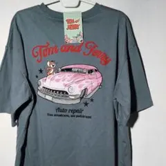 新品 Tシャツ L トムカー アメ車 トムとジェリー チェーンステッチ 刺繍