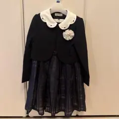 ジャケット付きネイビーチェックドレス　130センチ