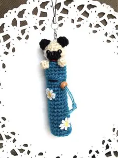 ハンドメイド☆あみぐるみ☆パグ リップケース ストラップ☆犬