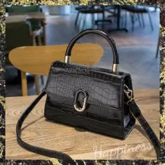 新品✨【2way】クロコダイル柄 バッグ 黒 ショルダー ハンドバッグ