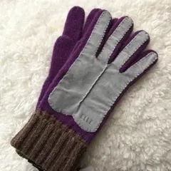 新品　未使用　タグ付き　ELLE 紫色 茶色 スエード　手袋