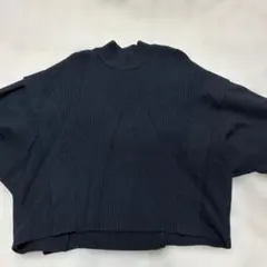 リブ編み 黒 長袖ニット