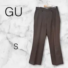 GU ジーユー センタープレス フレアパンツ【S】ブラウン