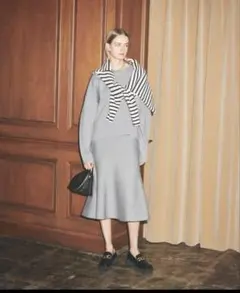 ミラオーウェン　ニット　スカート　グレー