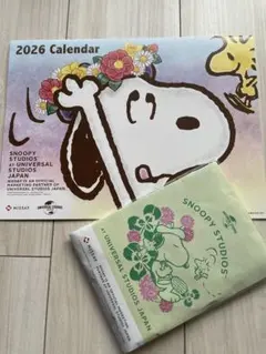 2026年　スヌーピーカレンダー　日本生命ノベルティ　ハンドタオル