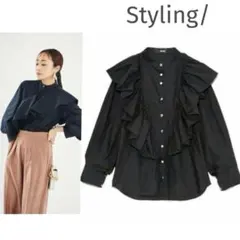 styling/ スタイリング　ラッフルティペットブラウス　5way　ネイビーのサムネイル