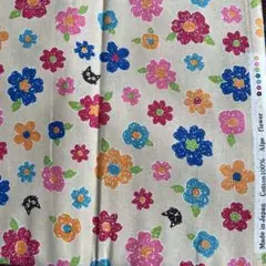 生地　ネコ　花柄