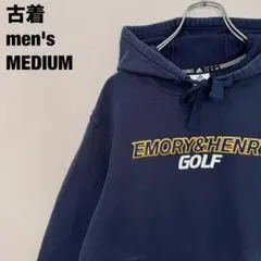古着 adidas パーカー エモリー&ヘンリー大学 カレッジ ネイビー 紺 M