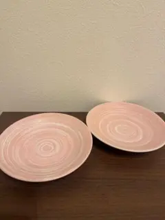 【未使用/美品】【Herverstで購入】ピンク陶器皿 渦巻き模様 2枚セット