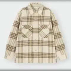 GU　シャギーチェックオーバーサイズシャツ　М　アウター　ジャケット
