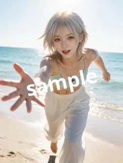 追いかけっこ まなちゃん AI美女 ポスターA4 光沢紙