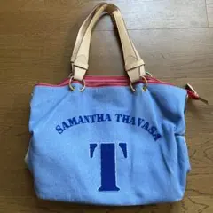 SAMANTHA THAVASA トートバッグ 青 ストライプ