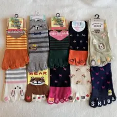 かわいい　五本指ソックス　レディースソックス　23〜25㎝　アニマル10セット