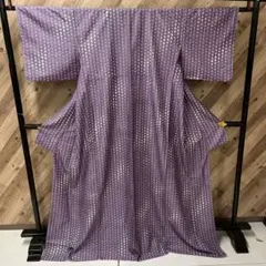 Z-1594 縦ストライプ柄 袷着物 暈し八掛 広衿 小紋着物