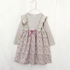 アプレレクール　フリル付き花柄ワンピース