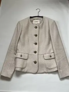 美品　Paul Stuart ノーカラージャケット ベージュ　秋、冬向