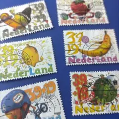 5086 外国切手 オランダ 2004年 児童福祉 可愛い果物デザイン6種使用済