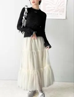 classicalelfチュールレイヤード ティアードロングスカート