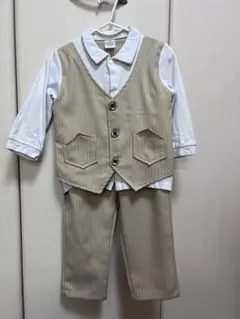 ベージュ ストライプ フォーマルスーツ 2点セット
