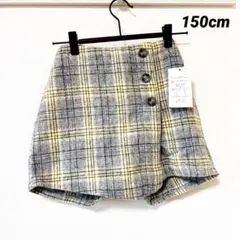 新品／チェック柄 ショートパンツ ズボン ラップ スカート 150cm 韓国