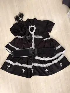 ゴスロリ ドレス 黒 レース装飾