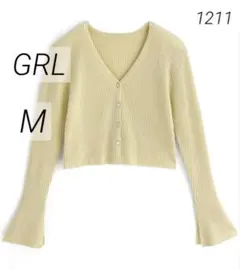 R*.様 1211 GRL グレイル スリットフレアスリーブニットカーディガン