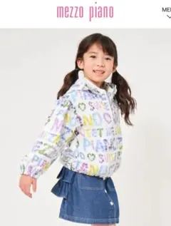 size130 メゾピアノ 花柄ロゴプリント ブルゾン