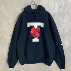 チャンピオン パーカー champion フーディ 腕プリント ネイビー M