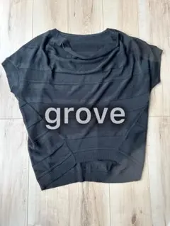 grove ストライプ サマーニット フレンチスリーブ