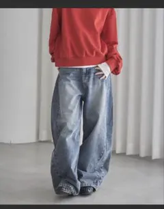 土日値下げ✳︎美品フェピュール　バレルレッグデニムパンツ