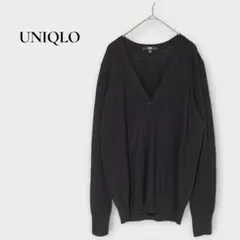 ユニクロ Vネックカーディガン ニット長袖 シンプル L ブラック
