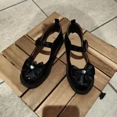 19.0cm 黒フォーマルシューズ 女の子 発表会 結婚式