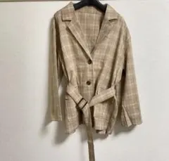 ベルト付き　チェック柄　ジャケットのサムネイル