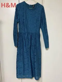 H&M 緑レース 長袖ワンピース Mサイズ