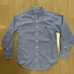 ラルフローレン キッズ 長袖シャツ ギンガムチェック ブルー ポニー刺繍　140