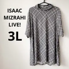 ISAAC MIZRAHI LIVE! グレー チェック 半袖トップス 2X