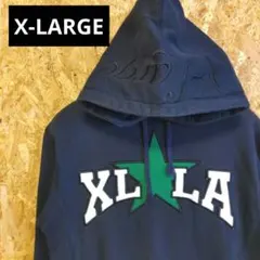 「X-LARGE エクストララージ」プルオーバースウェットパーカーダークネイビー