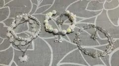 パールとクリスタルビーズのブレスレット3本セット