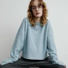 新品　Aunt Marie's ミックスショート丈プルオーバーニット