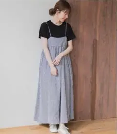 ビスチェギャザーワンピース　ギンガムチェック マタニティー