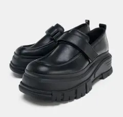 ZARA】ザラ プラットフォームローファー ブラック厚底39 25.5 小さめ 