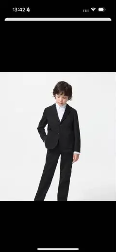 ユニクロ　スーツ　卒業式　160 ネクタイ　ベスト　サスペンダー付き