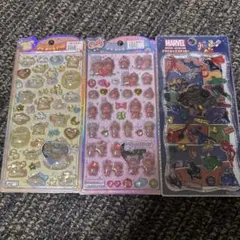 【正規品】うるちゅる⭐︎ポムポム、モンチッチ　プチドロステッカー⭐︎マーベル 3点