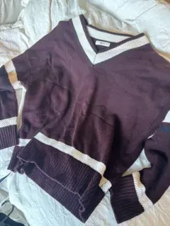 WEGO バーガンディ Vネックセーター