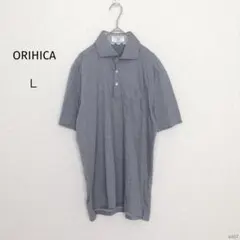 オリヒカ|メンズ半袖ポロシャツ【Ｌ】ビジネスカジュアル 胸ポケット付 無地 薄手